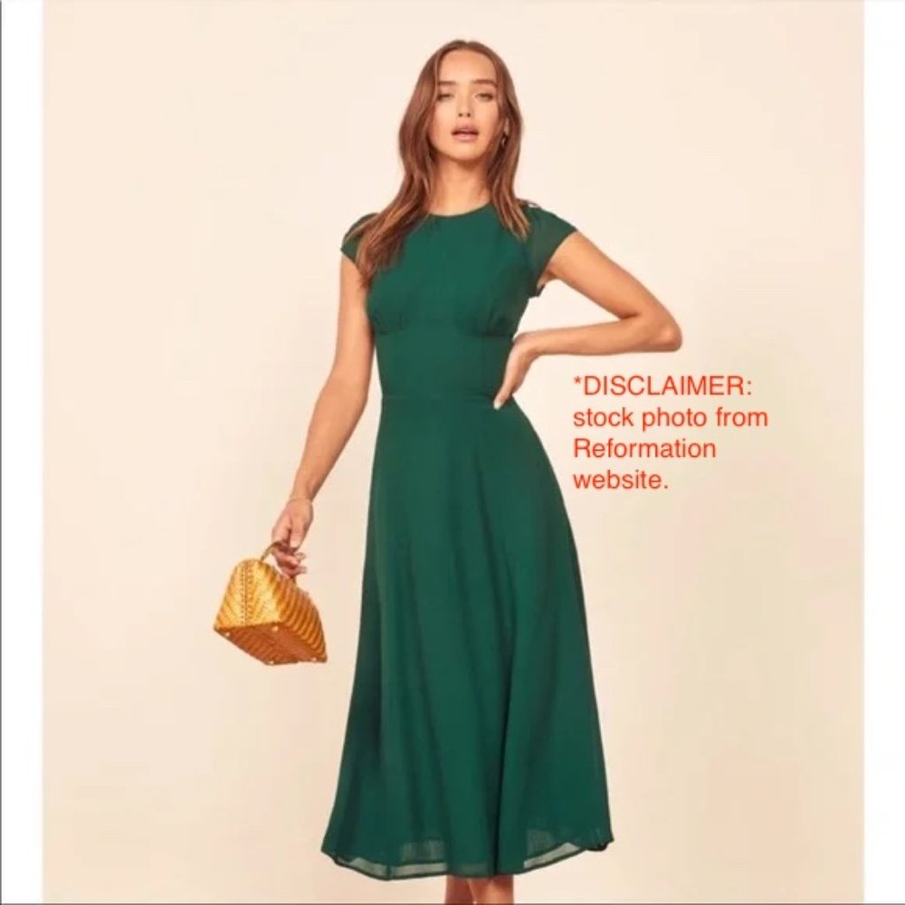 Reformation Hayden Midi Dress Emerald Green - Size 4